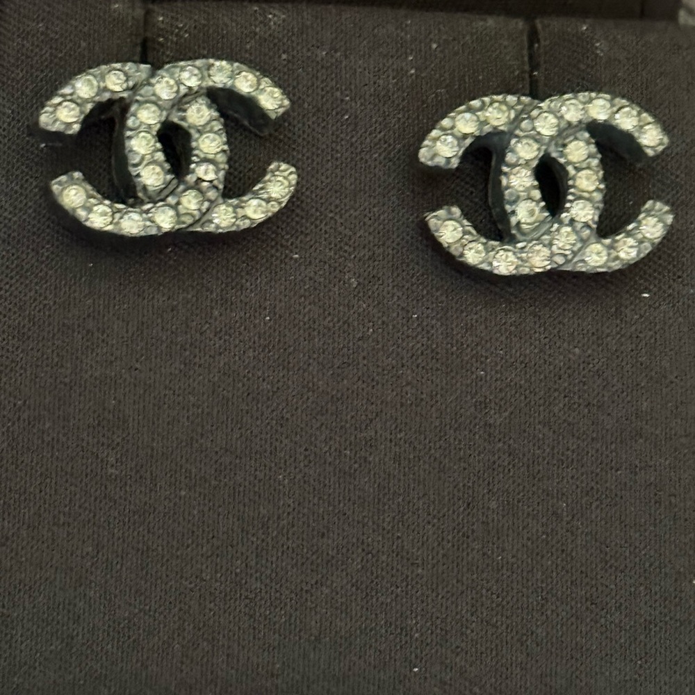 Authentic Chanel Silver Crystal Earrings